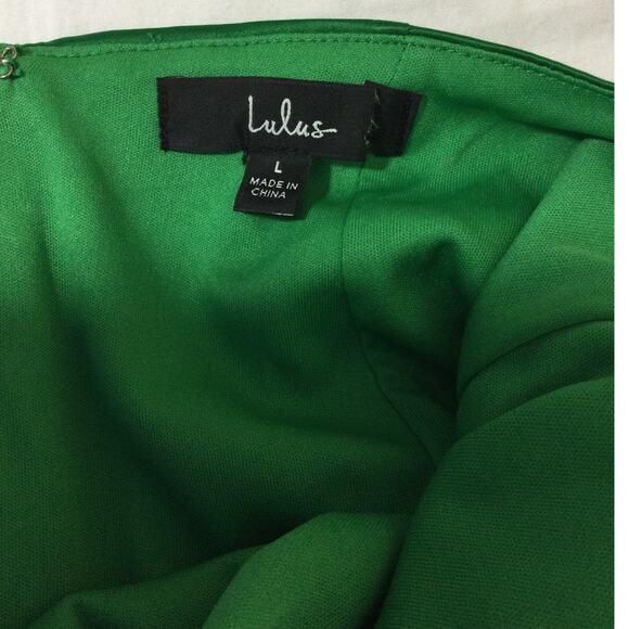 LULU'S L Green VNeck Enchanting Appearance Side Slit Lace-Up Maxi Dress NEW B109 - Picture 9 of 10